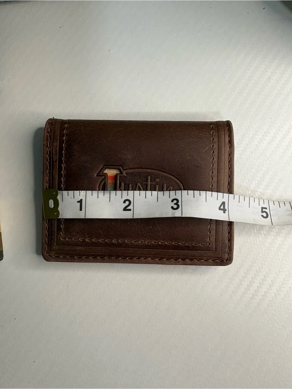 Justin Boots Brown Leather Bi-Fold Wallet with Embossed Logo